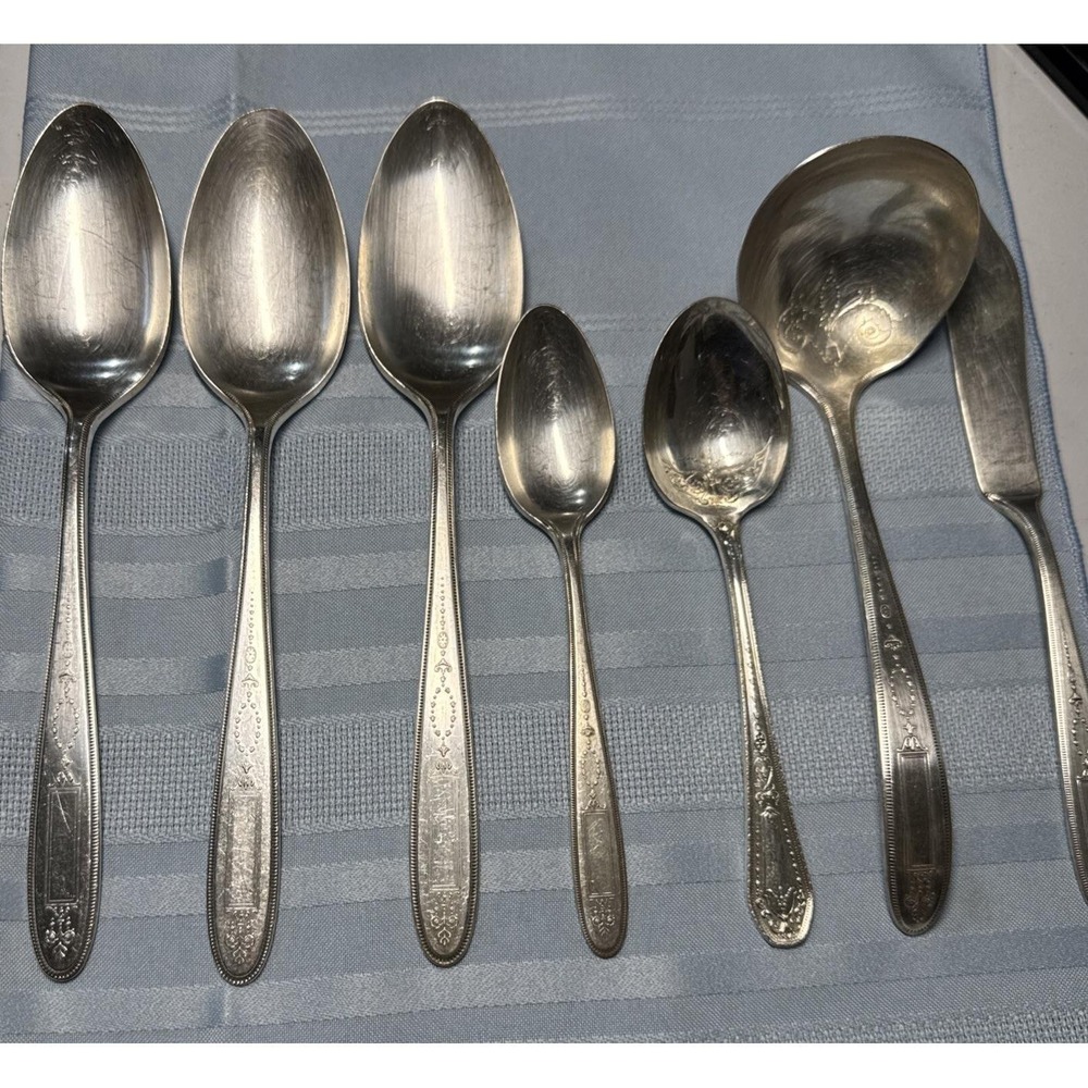 Oneida Community Serving Set 7 pc Silver Plate Flatware Silverware‎